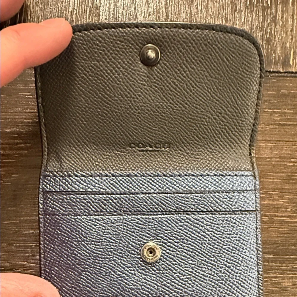 Coach Metallic Blue Bear Card Case